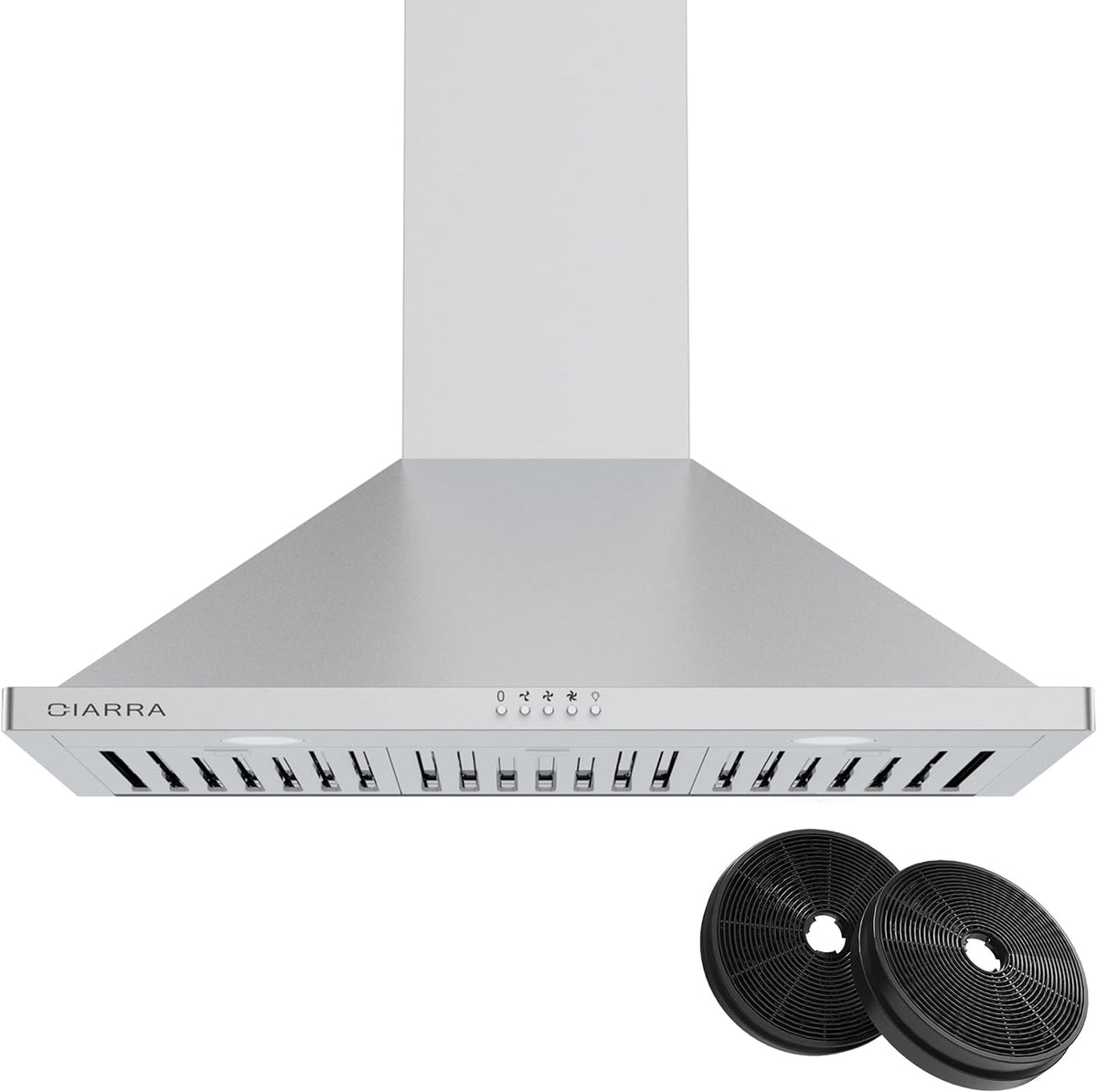 30 inch 450 CFM Chimney-Style Wall Mount Range Hood with Stainless Steel Baffle Filters A236628