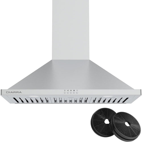 30 inch 450 CFM Chimney-Style Wall Mount Range Hood with Stainless Steel Baffle Filters A236628