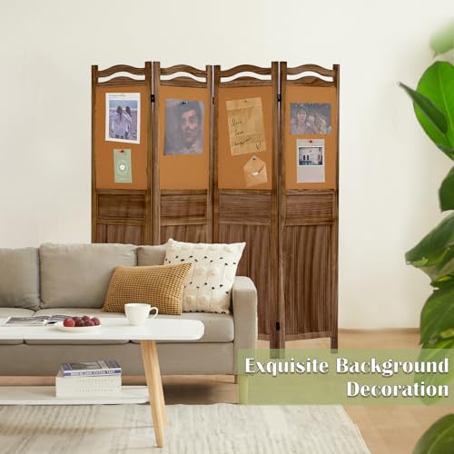 6 Panel Wood Room Divider, Light Brown N6581