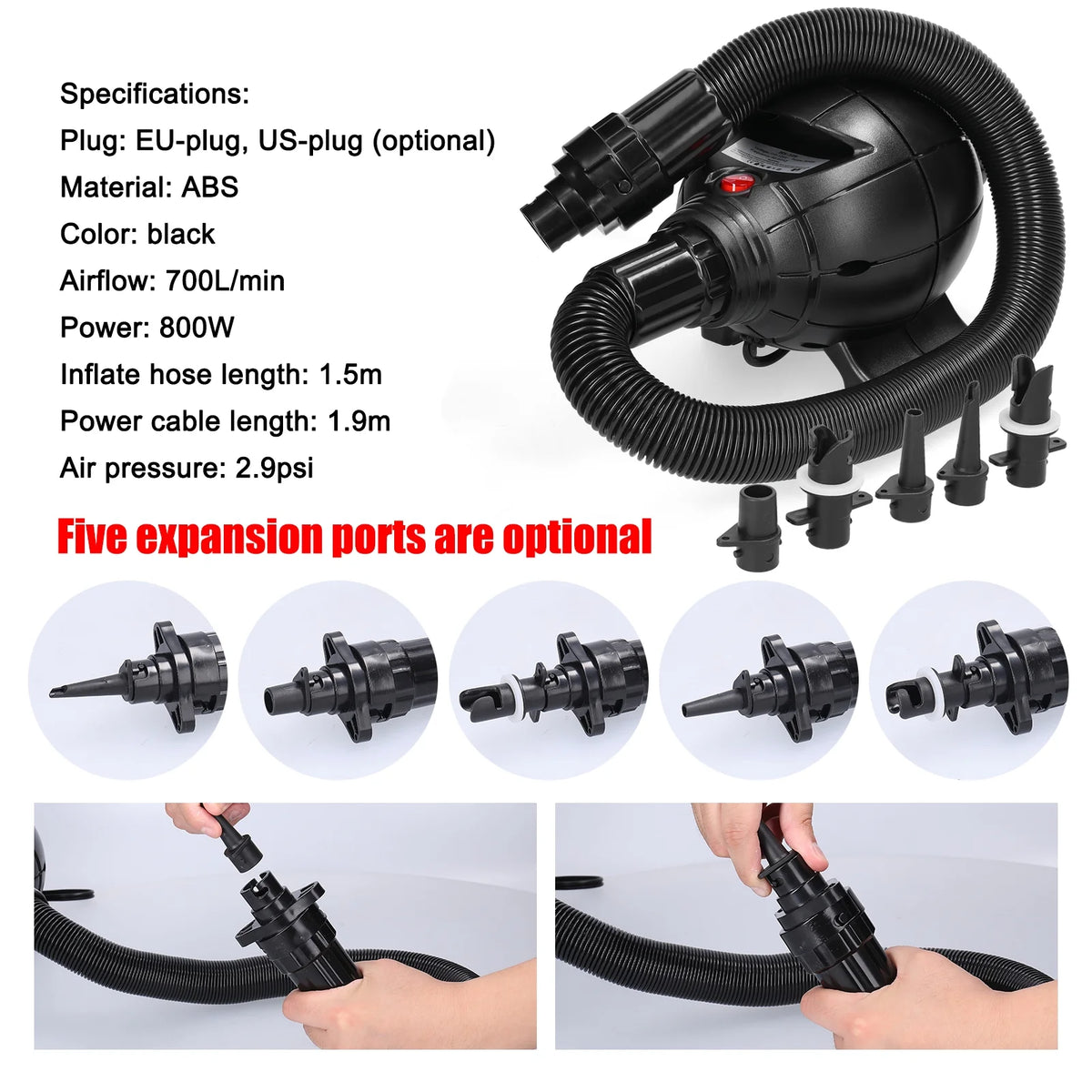 Portable 800W Air Pump Inflator for Air Bed Air Mat L954479