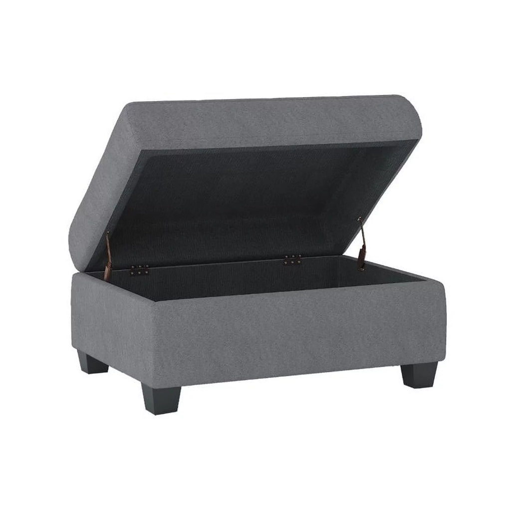 Dark Grey Upholstered Storage Ottoman P576
