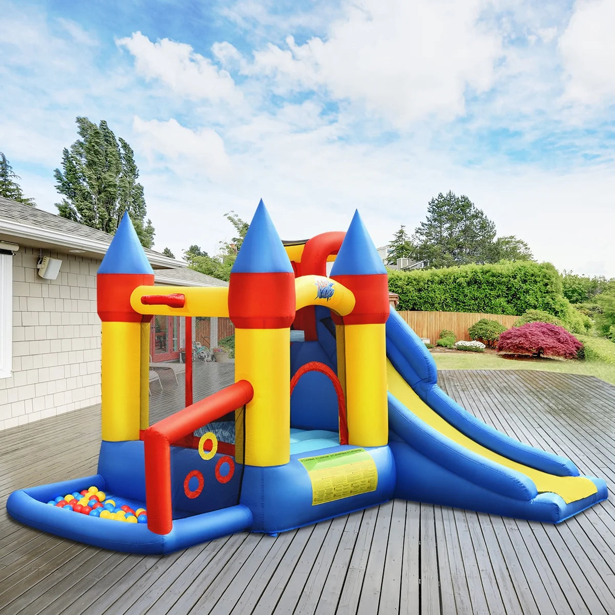 Inflatable Bounce House Slide Bouncer Kids Castle Jumper with Balls & 780W Blower S449
