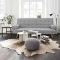 Gray 100% Linen Square Arm Sofa Bed V87712