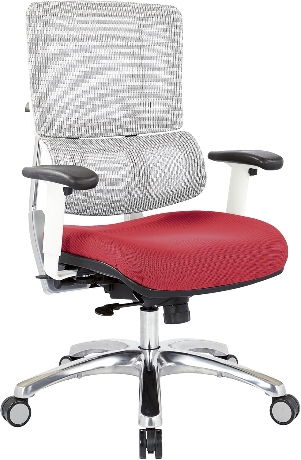 White Vertical Mesh Back and Padded Steel Mesh Seat Managers Chair with Adjustable Arms W786