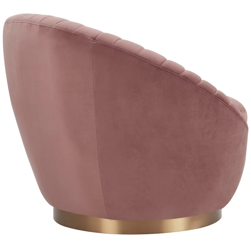 Pink Velvet Swivel Accent Chair Y907947
