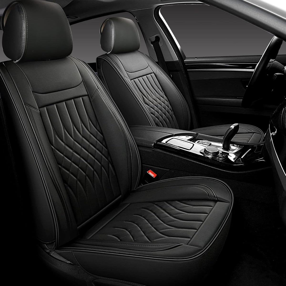 Grey Leather Car Seat Covers 2 PCS Front P87660