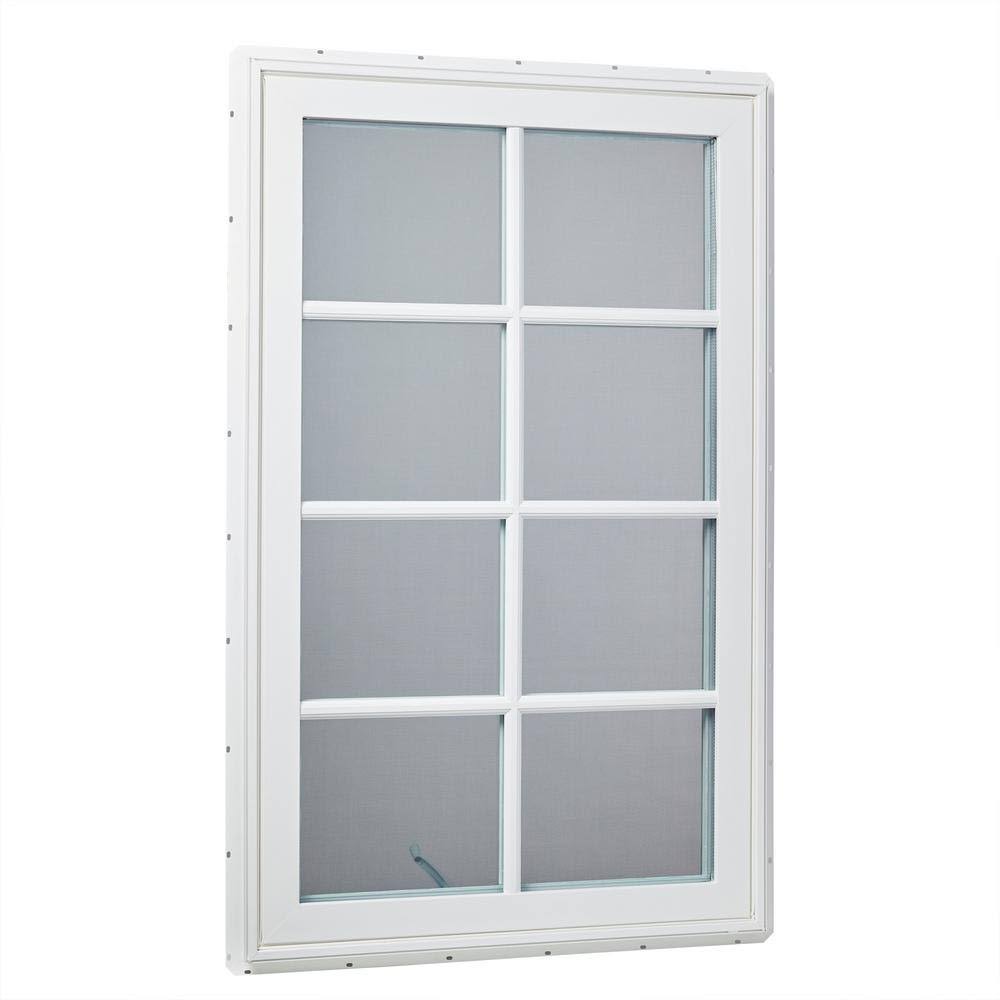 White Right-Hand Vinyl Casement Window with SDL Outside Grids and Screen I61620