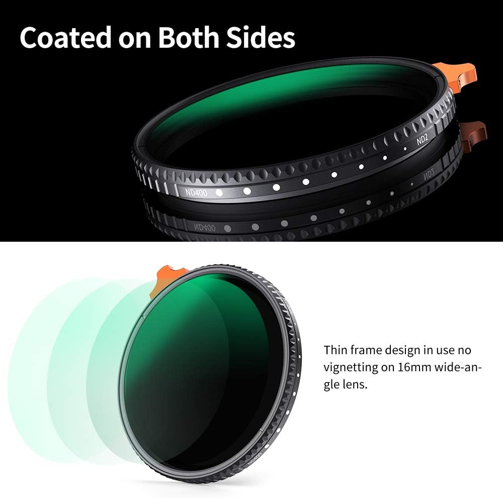 55mm Variable ND Filter ND2-ND400 Multi-Layer Coatings AGC Glass K338