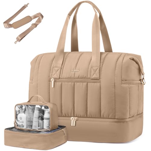 Travel Duffle Bag with Shoe Compartment, 42L Overnight Bag, 3Pcs Set X669374