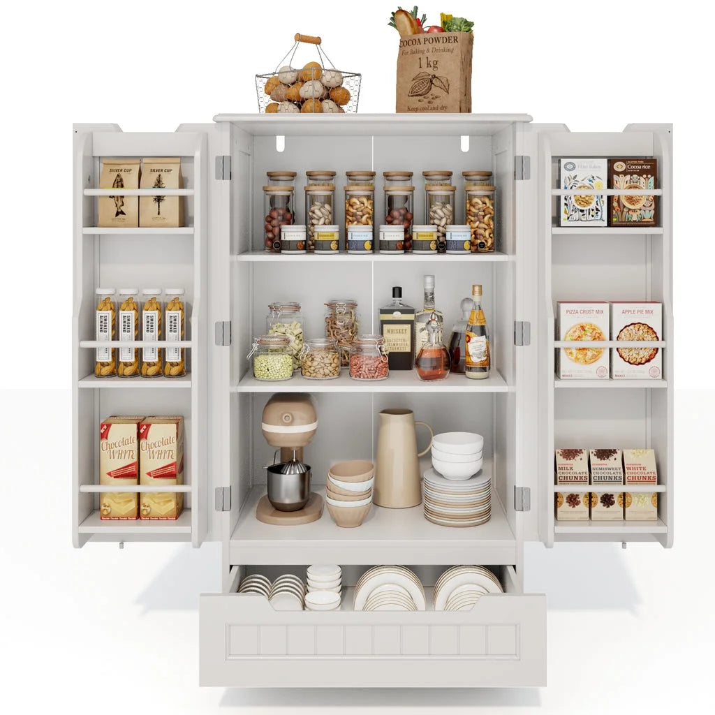 White Kitchen Storage Cabinet with 2 Doors and 1 Drawer Z34086