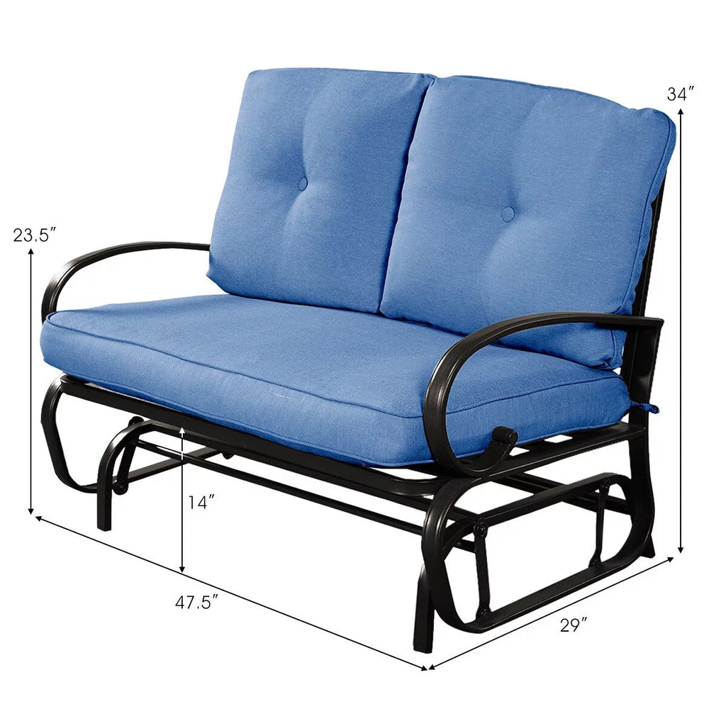 Blue Outdoor Patio Rocking Bench Loveseat R938