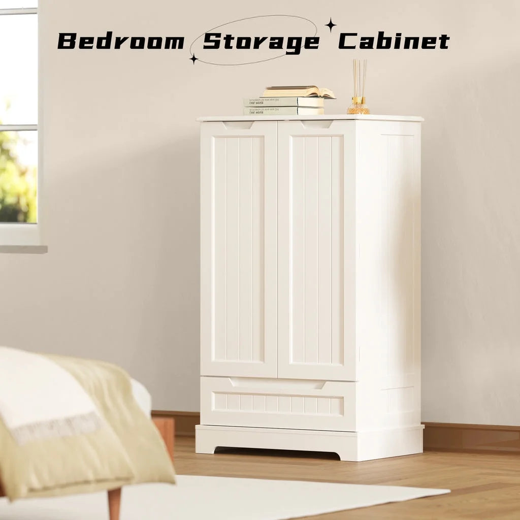 White Kitchen Storage Cabinet with 2 Doors and 1 Drawer Z34086