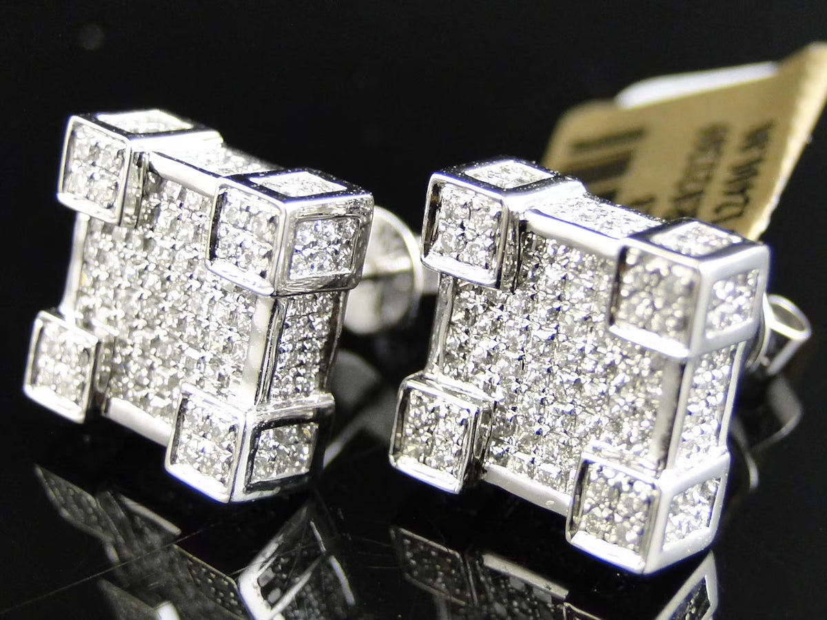10k White Gold Diamond Earrings (2.50 Ct) Q895