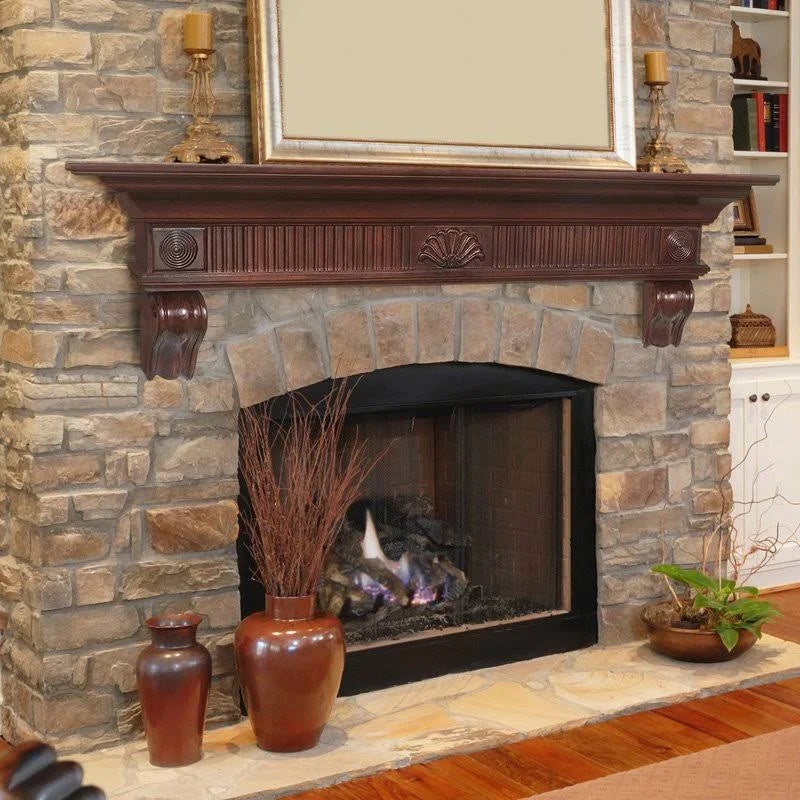 Distressed Cherry Fireplace Mantel Shelf F3098