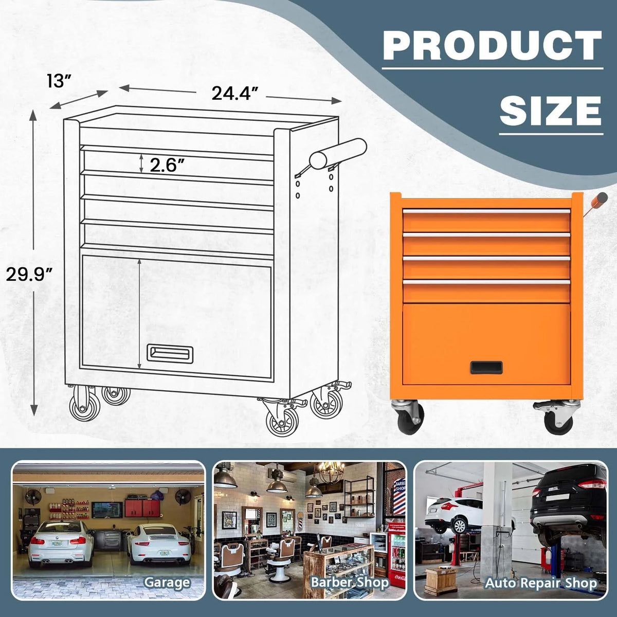 24-in Steel 4-Drawer Rolling Tool Chest B1993