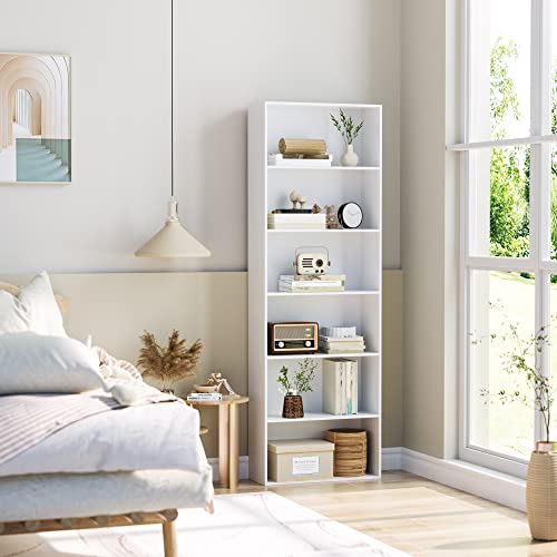 6-Tier Dark Gray Freestanding Bookcase and Bookshelf Z828