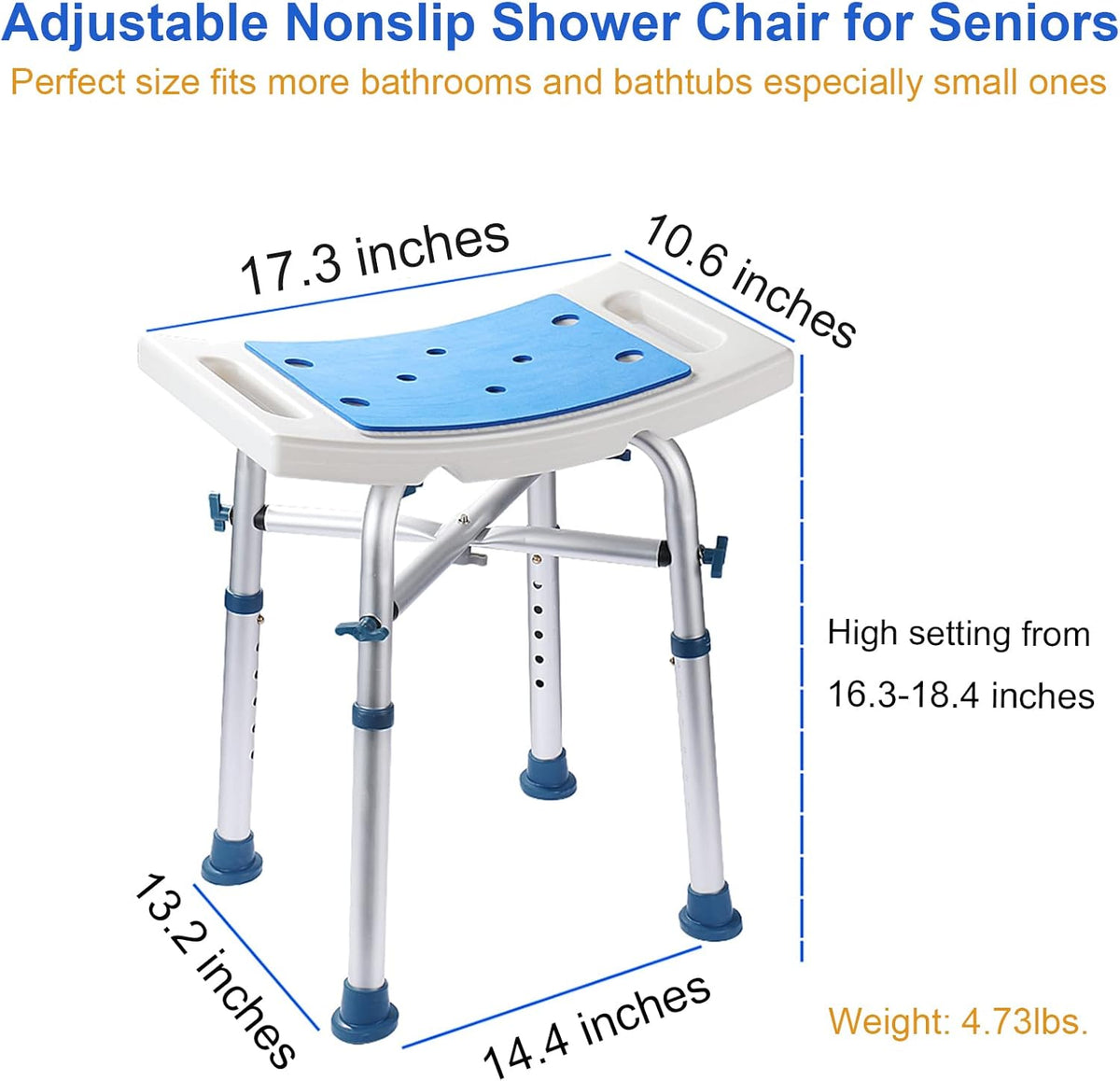 Adjustable Nonslip Shower Chair with Padded Seat H6064