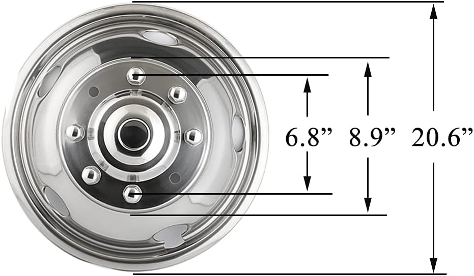 4pc 19.5inch Polished Stainless Steel Dually Wheel Simulators V26273