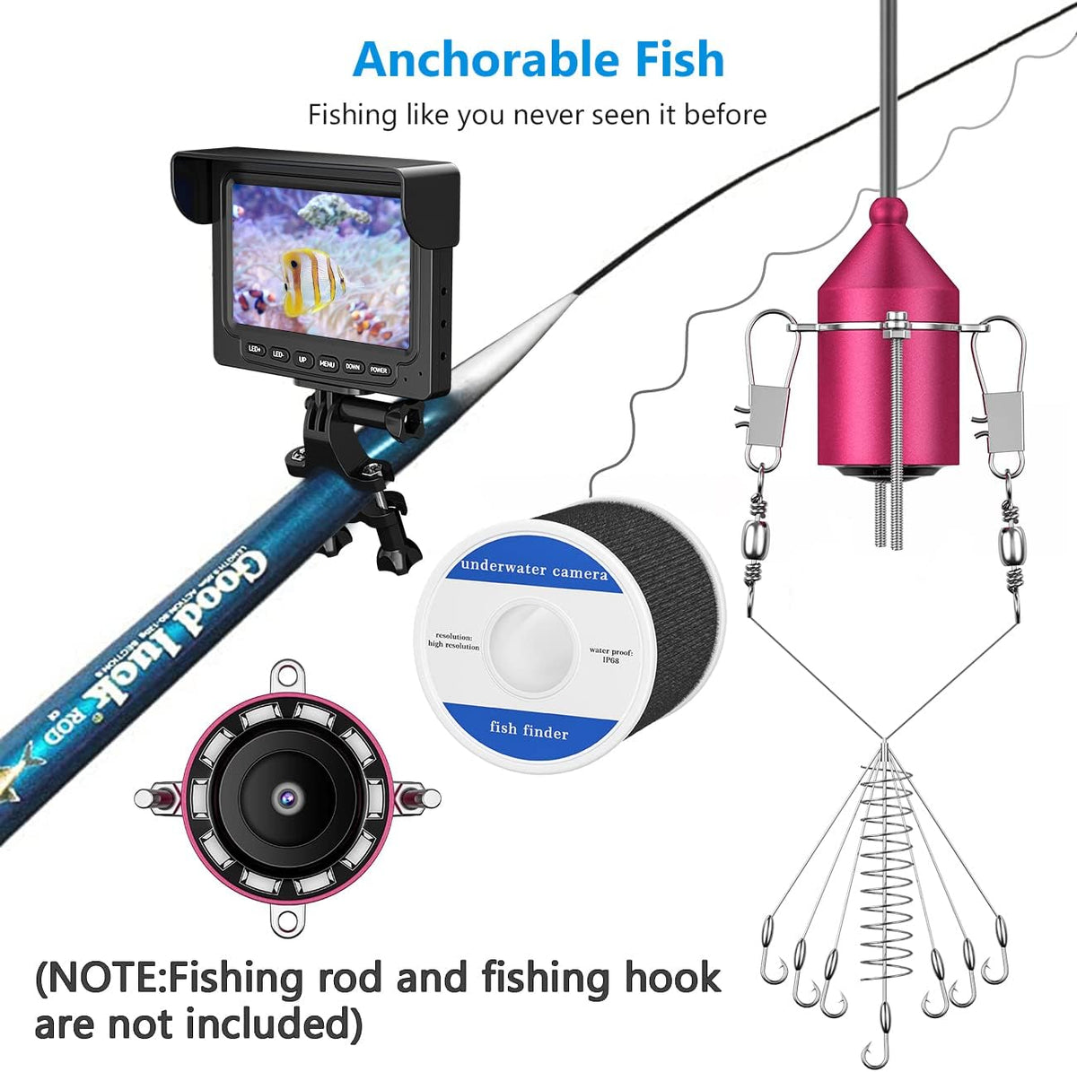 4.3 inch HD 1000TVL Color Monitor Ice Fishing Camera with 30m Cable B130