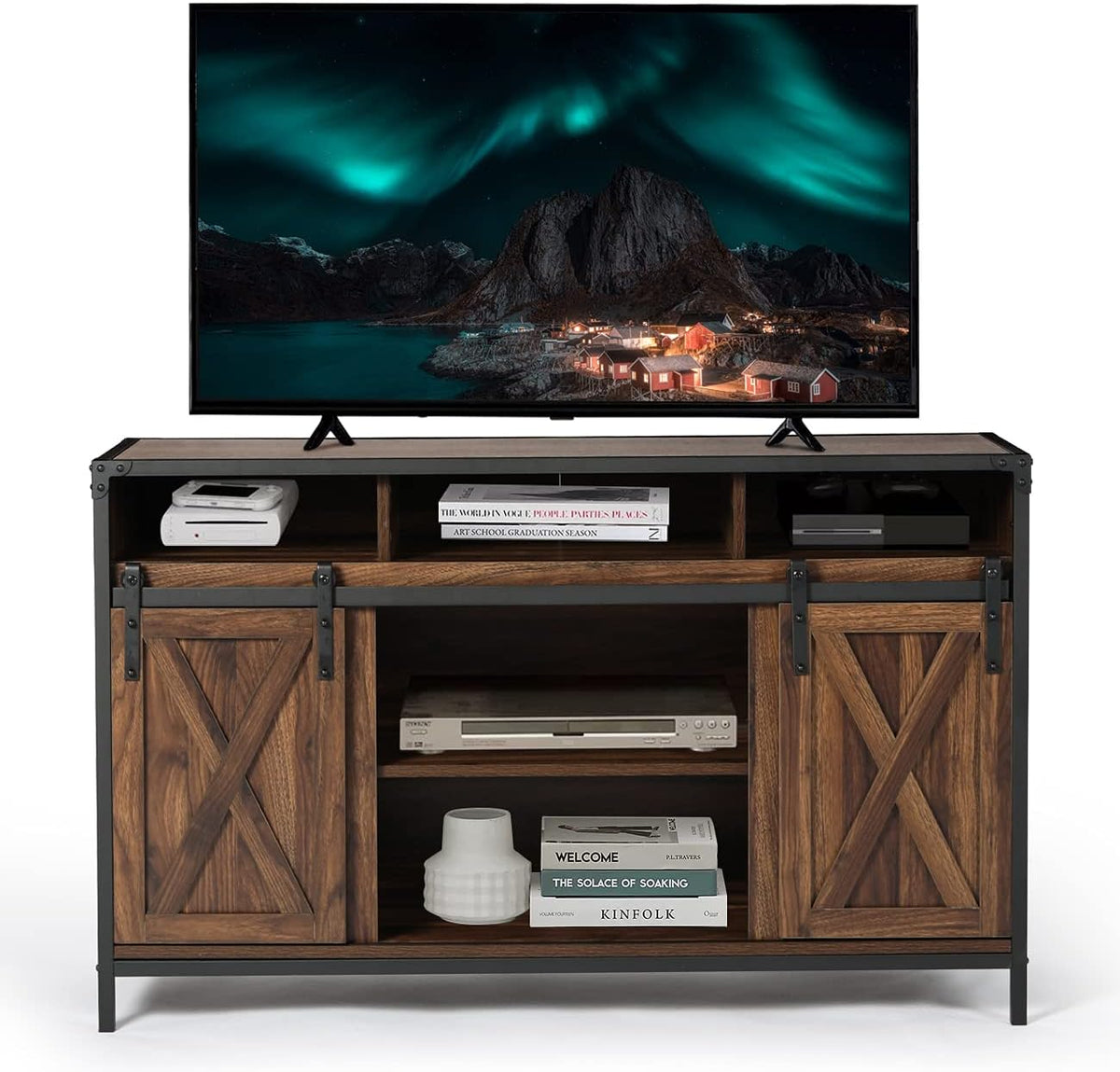 Wood Electric Fireplace TV Stand with Storage Cabinets M145359