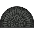 Half Round Door Mat, Non-Slip Rubber Low-Profile Doormat, 23.5" x 35.5", Gray J260400