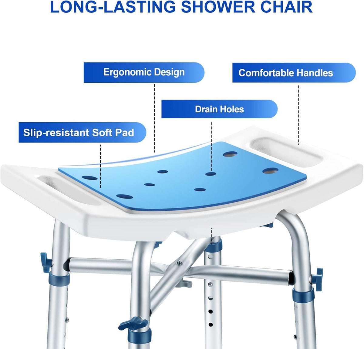 Adjustable Nonslip Shower Chair with Padded Seat H6064