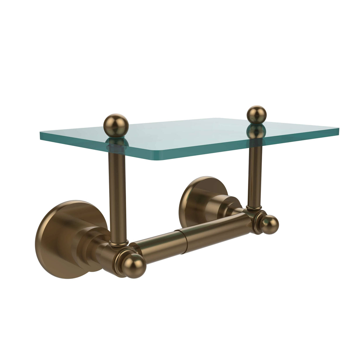 Brushed Bronze Toilet Tissue Holder with Glass Shelf Y970413