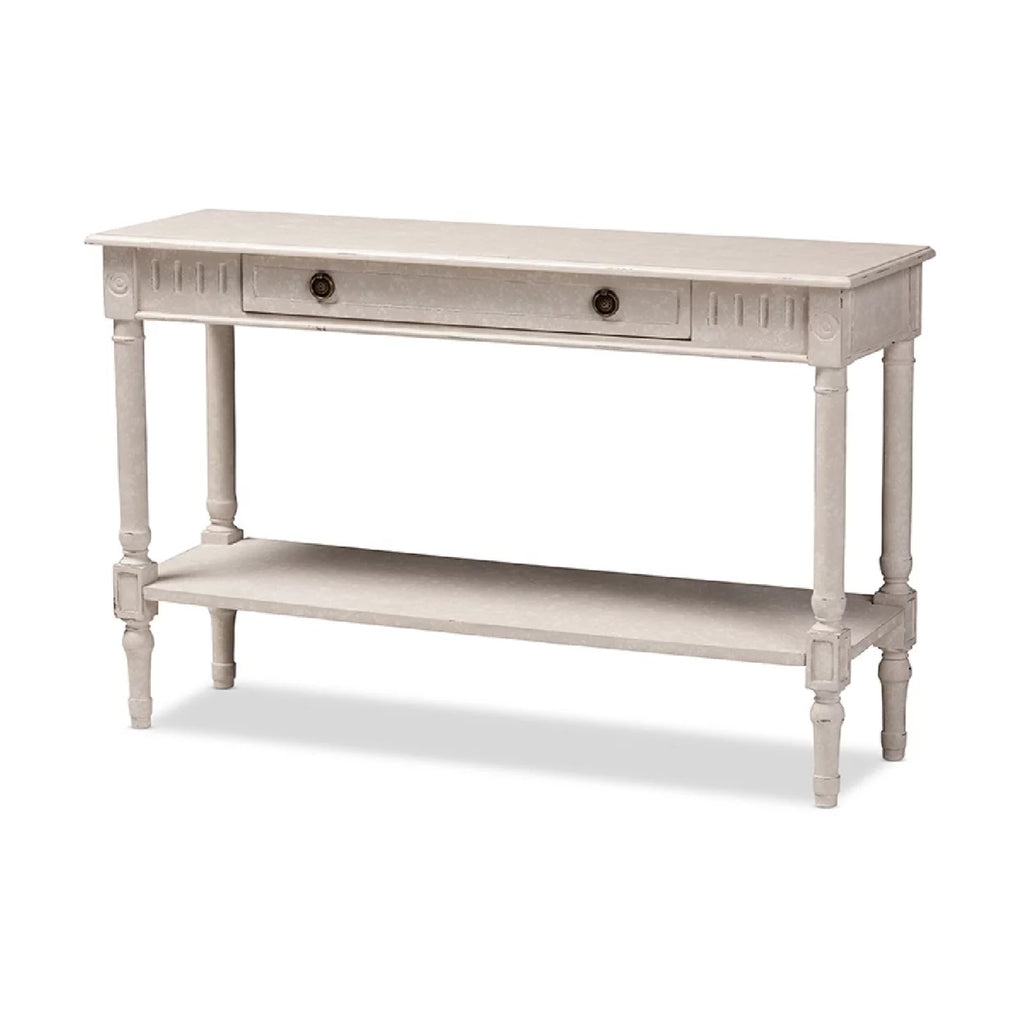 Whitewashed 1-Drawer Console Table D994