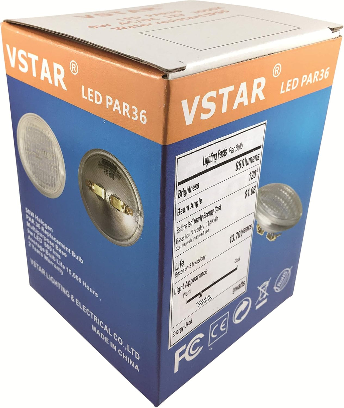 LED PAR36 9W 12V Warm White Landscape Lighting Pack of 6 H2114