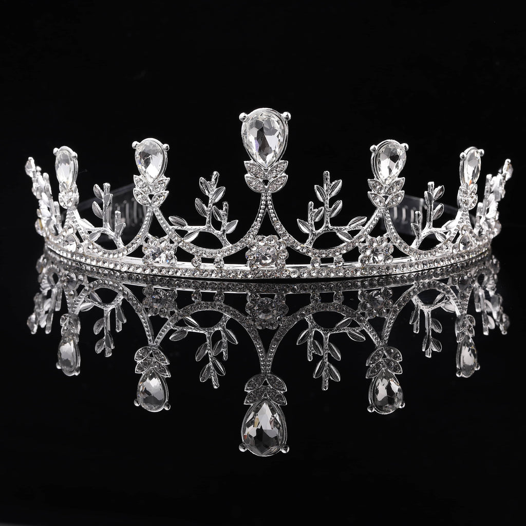 White Glass Crystal Crown Tiara Rhinestone Fashion Jewelry A583