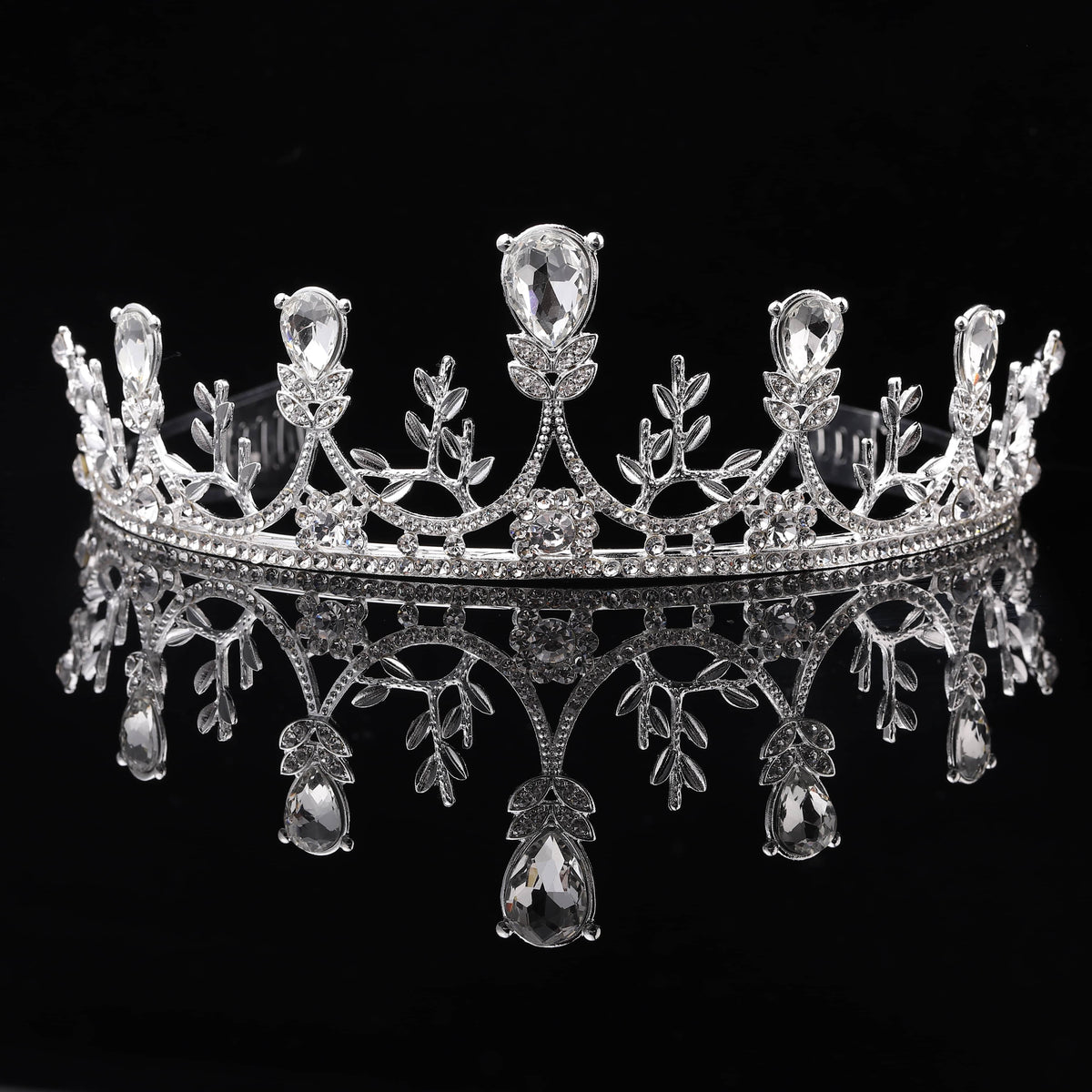 White Glass Crystal Crown Tiara Rhinestone Fashion Jewelry A583