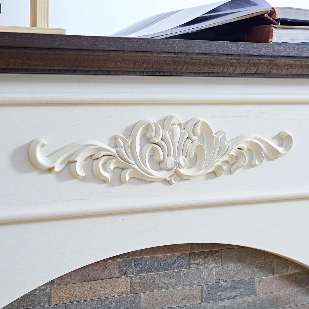 44 Inch Electric Fireplace with Mantel, Freestanding LED Flame Heater with Remote Control Y99853