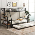Twin Over Twin Metal Bunk Bed with Drawers (Black) Z907095