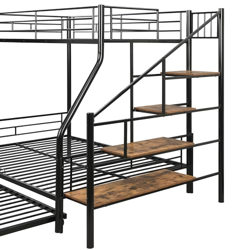 Twin Over Twin Metal Bunk Bed with Drawers (Black) Z907095