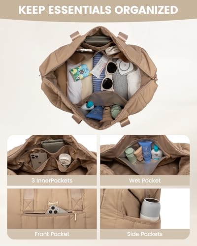 Travel Duffle Bag with Shoe Compartment, 42L Overnight Bag, 3Pcs Set X669374
