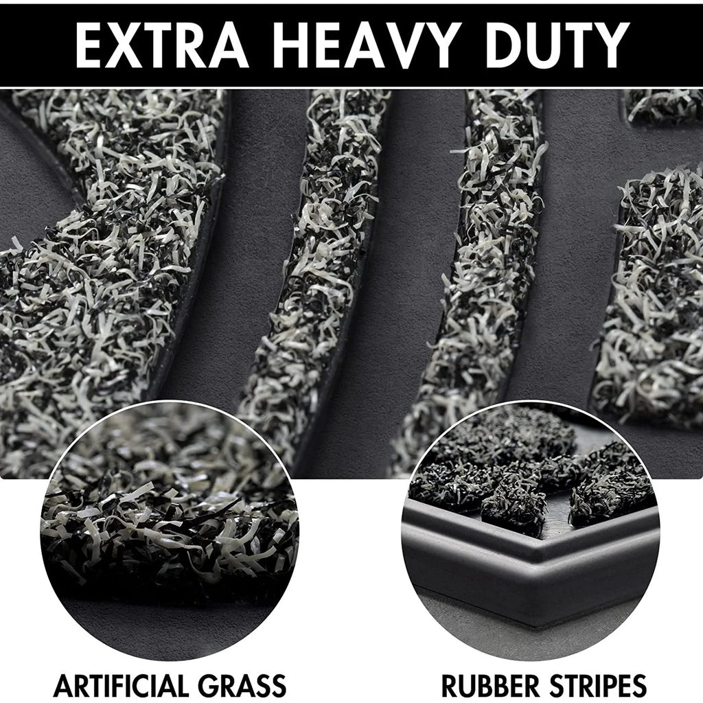 Half Round Door Mat, Non-Slip Rubber Low-Profile Doormat, 23.5" x 35.5", Gray J260400