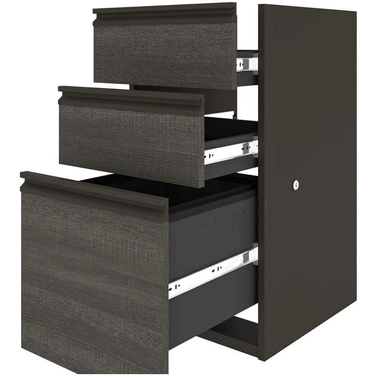 6 Piece Wood L Shaped Computer Desk with Hutch in Bark Gray T681885