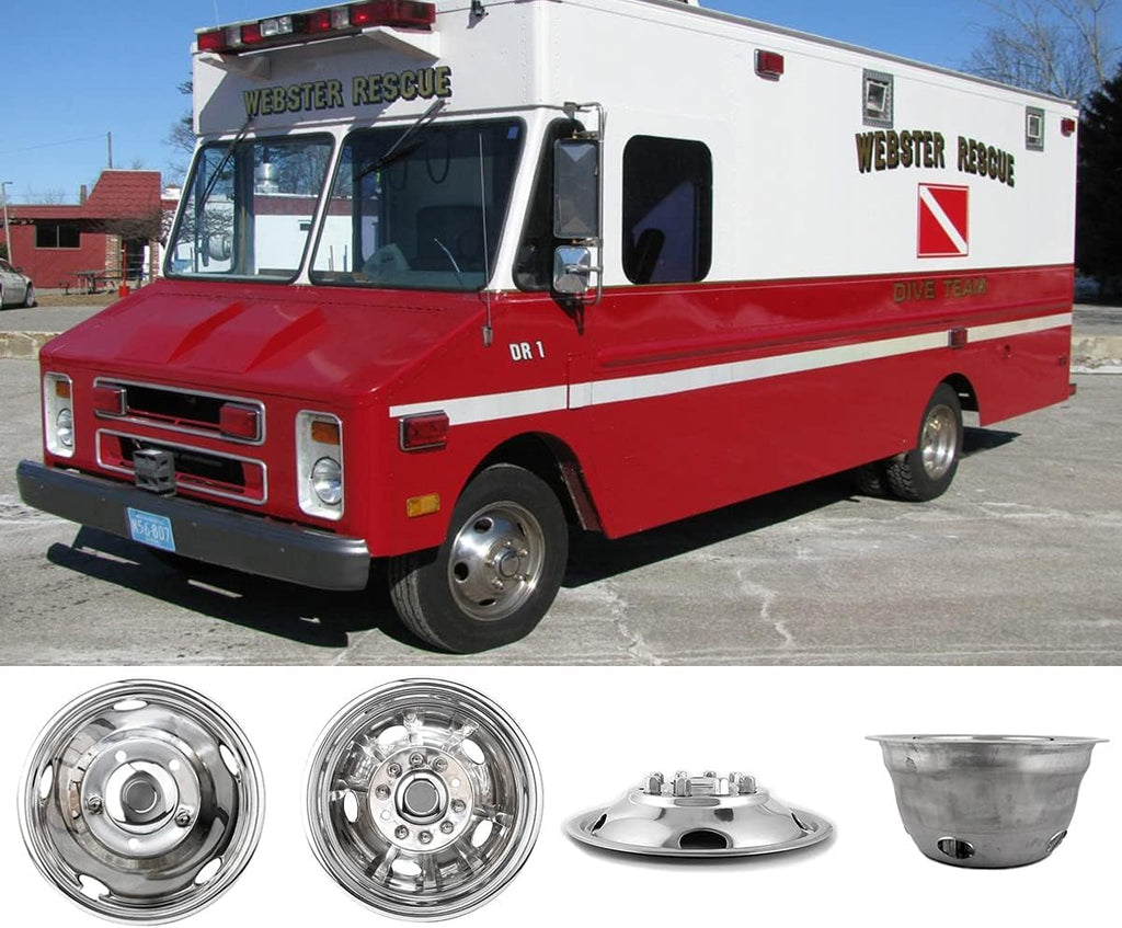 4pc 19.5inch Polished Stainless Steel Dually Wheel Simulators V26273