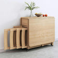 Wooden Extendable Dining Table Set with 4 Chairs, Drop Leaf Tables on Moveable Wheels and 1 Drawers M754029