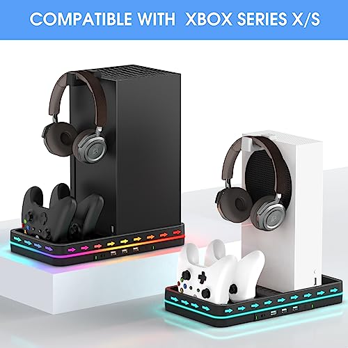 Dual Cooling Fan and Cooling Stand for Xbox Series X/S Console with RGB LED Light & 3 USB Ports O50769