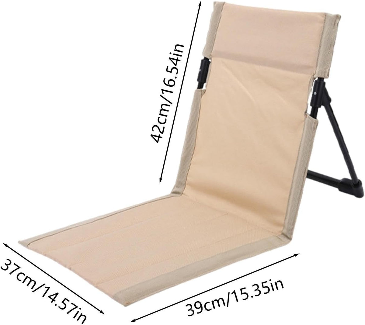 White Folding Beach Lounge Chair with Adjustable Backrest & Storage Bag C91543
