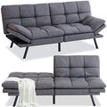 Grey Linen Memory Foam Futon Sofa Bed 71''x33''x31.5'' Q77253