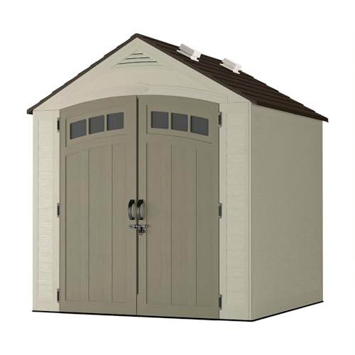 7x7 Storage Shed with Multi-Wall Resin Panels, 4 Skylights, Pad-Lockable Doors, 84" D x 84" W x 98" H G259
