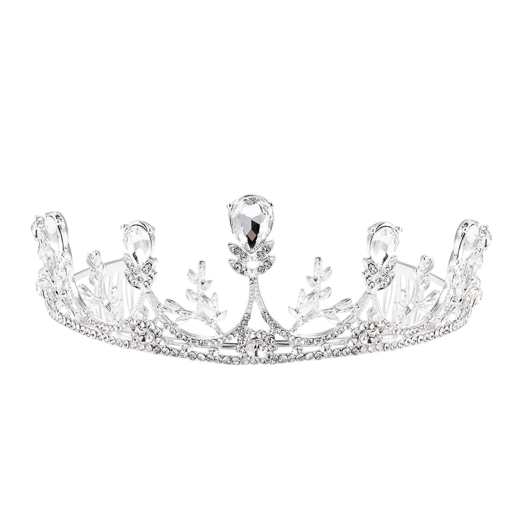 White Glass Crystal Crown Tiara Rhinestone Fashion Jewelry A583