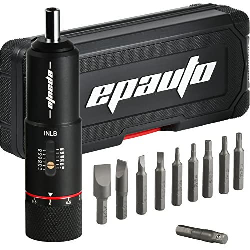 Black 10 to 65 inch-pound Torque Screwdriver Wrench with 10 Bits Set X8381