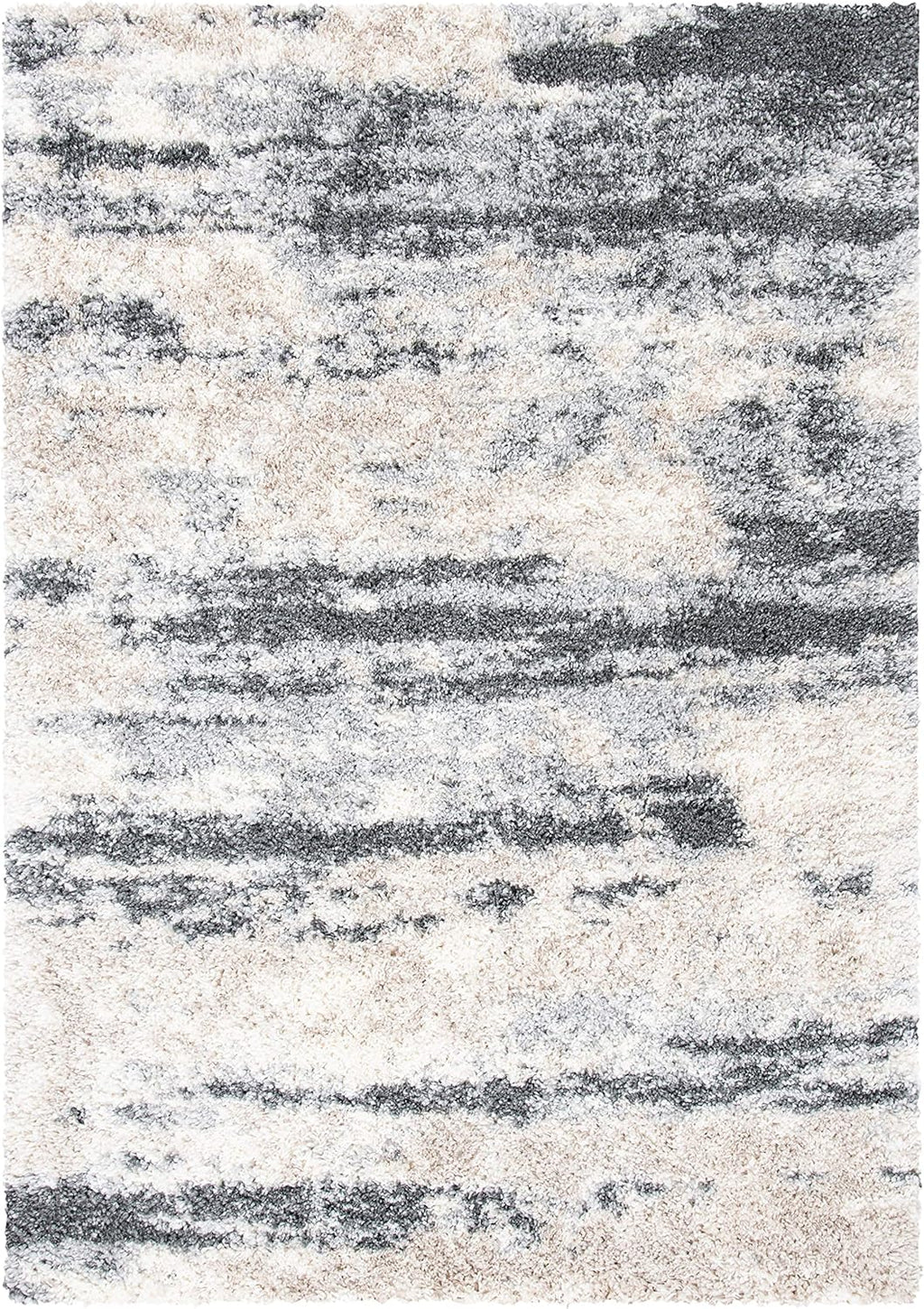 Grey & Ivory 8' x 10' Shag Area Rug F1906