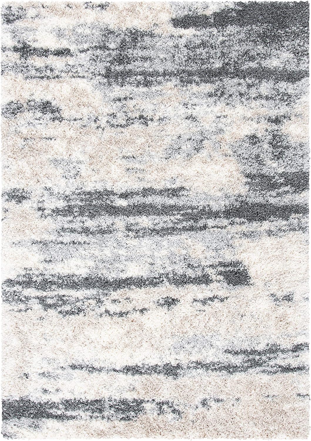 Grey & Ivory 8' x 10' Shag Area Rug F1906