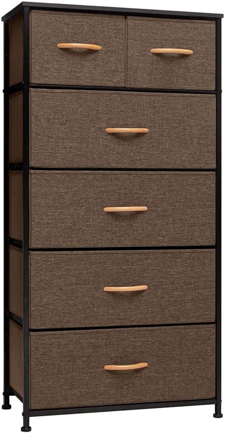 Gray 6 Drawer Fabric Storage Tower A6346