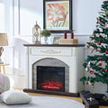 44 Inch Electric Fireplace with Mantel, Freestanding LED Flame Heater with Remote Control Y99853