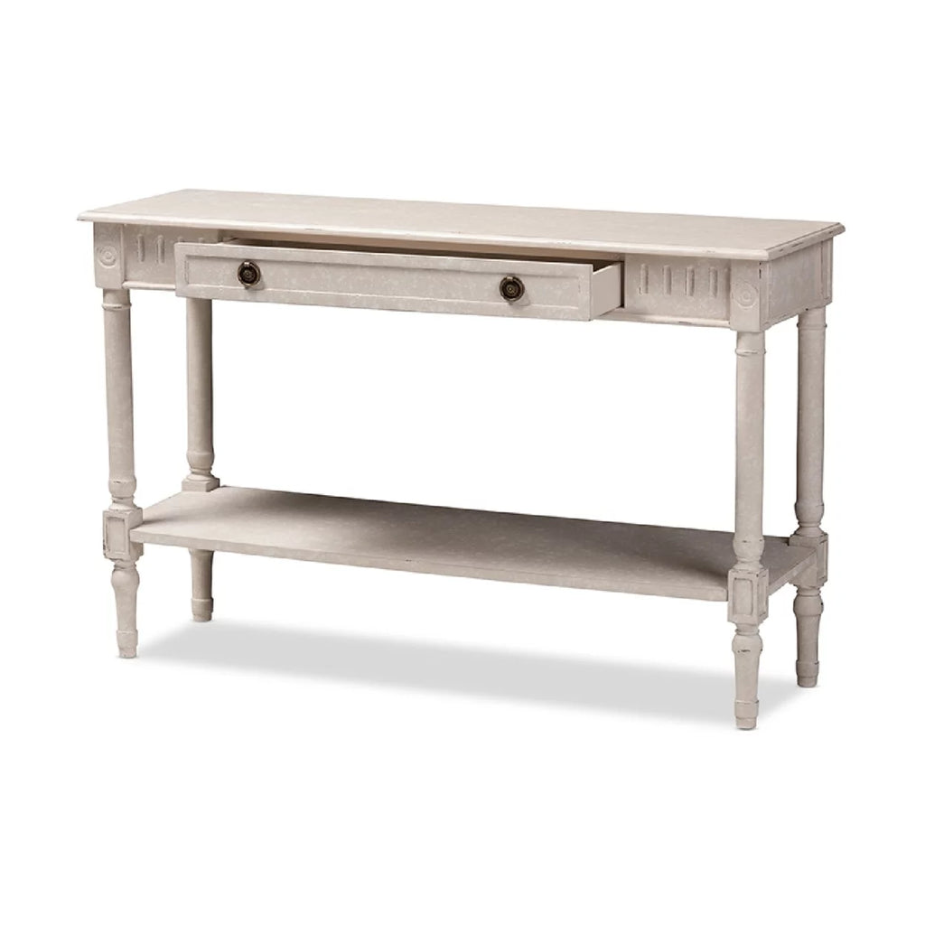 Whitewashed 1-Drawer Console Table D994